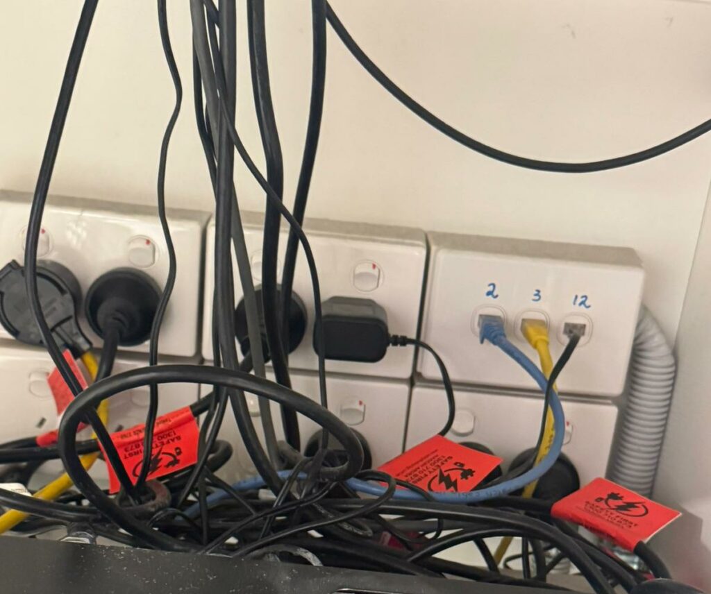 Test tag attached to power cord