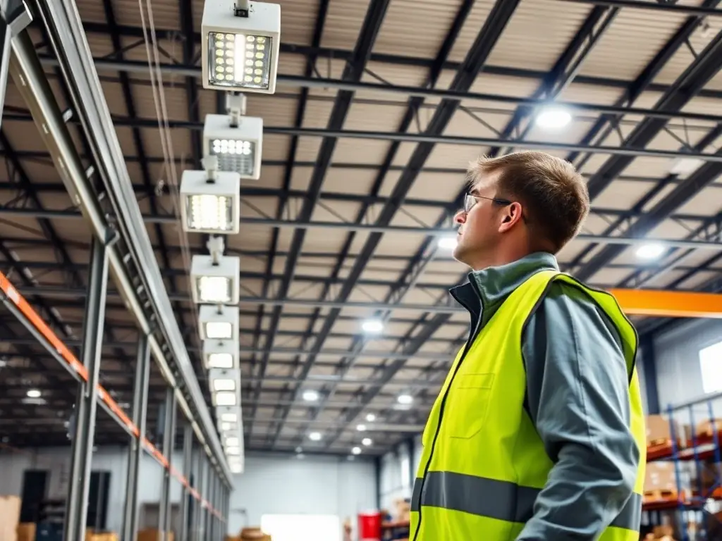 "Technician testing industrial equipment in a Tullamarine logistics warehouse."